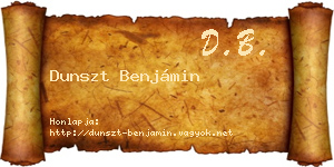 Dunszt Benjámin névjegykártya